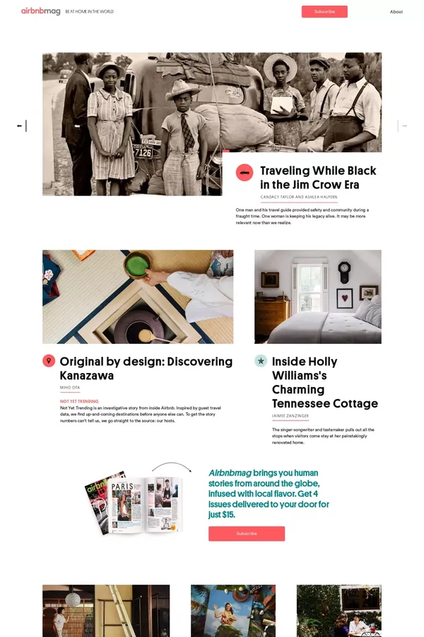 Airbnbmag an Airbnb Magazine - Blog design inspiration