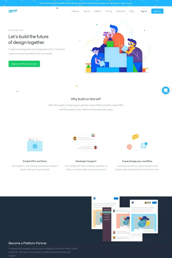 Free mobile & web prototyping (iOS, Android) for designers – Marvel - Landing design inspiration