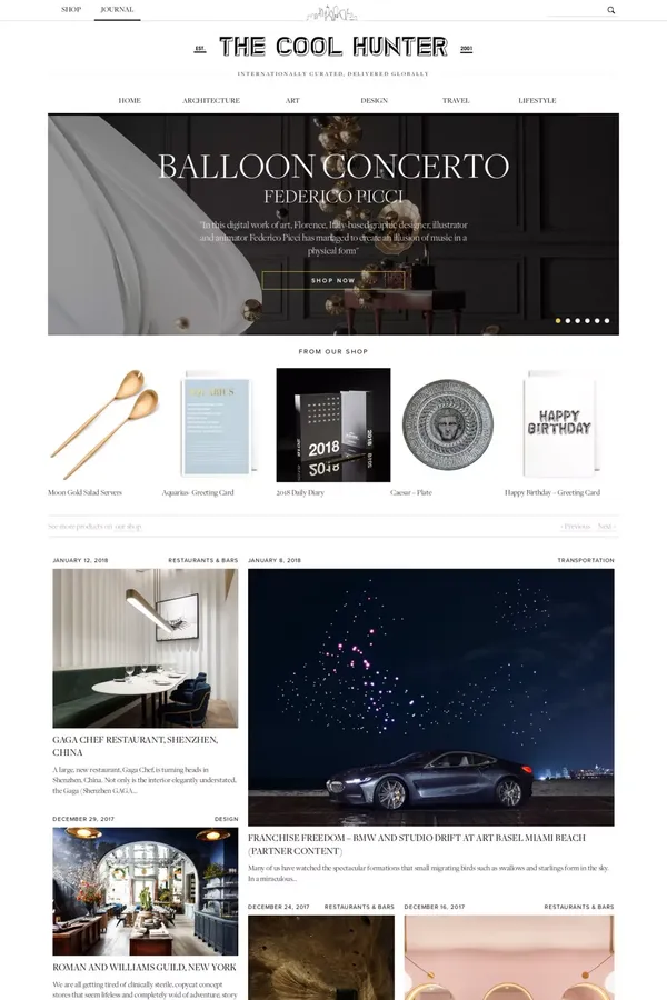 Journal index - The Cool Hunter - The Cool Hunter					 - Blog design inspiration