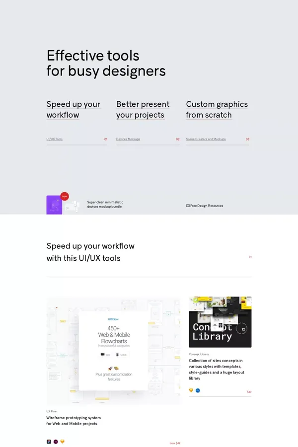 Effective tools for busy designers - Landing design inspiration