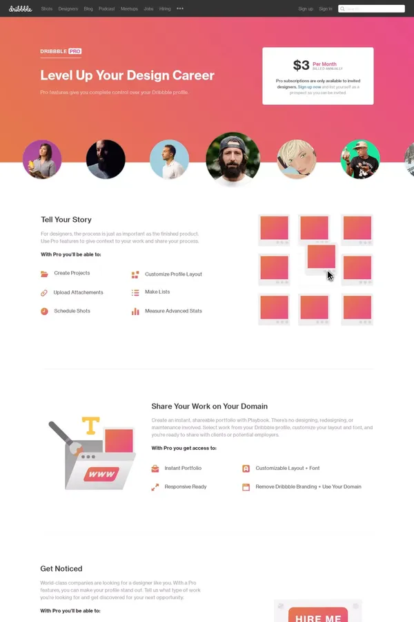 Dribbble Pro - Dribbble - Landing design inspiration