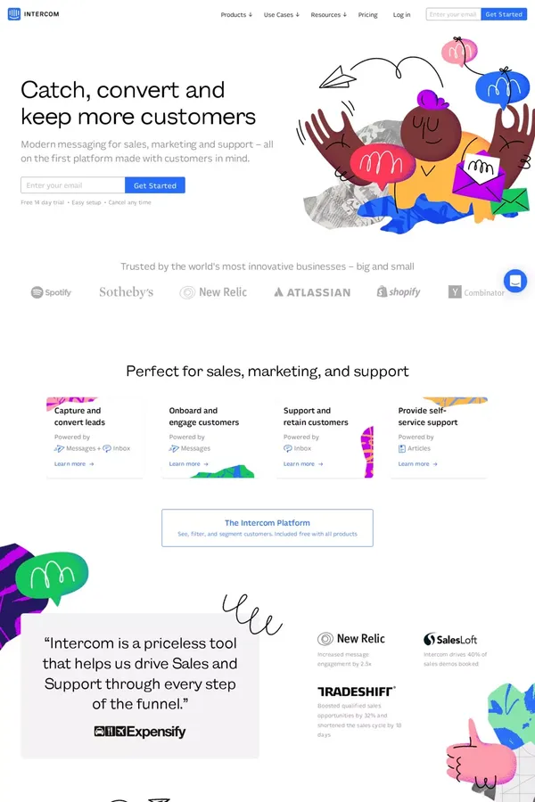 Customer Messaging Platform | Intercom - Landing design inspiration