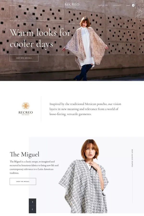 Luxury apparel inspired by traditional Latin American garments.                          – Recreo San Miguel - Ecommerce design inspiration