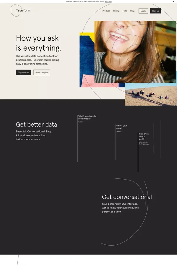 Turn data collection into an experience | Typeform - Landing design inspiration