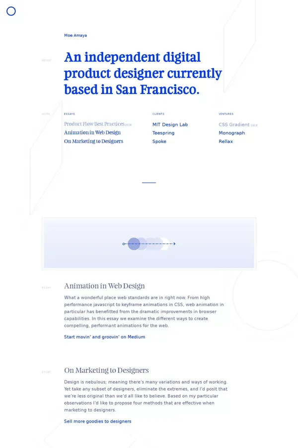 Product Designer in San Francisco - Moe Amaya - website design inspiration