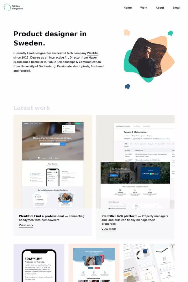 Product designer - William Bengtsson - website design inspiration