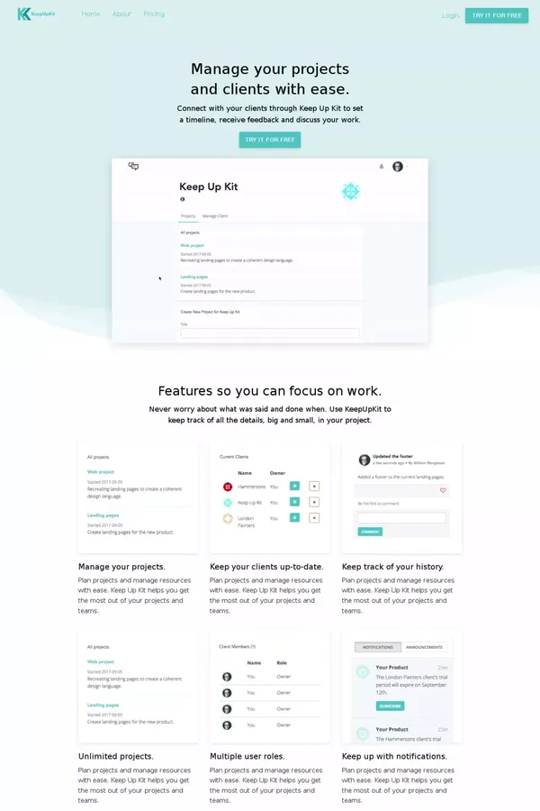 Keep Up Kit - website design inspiration