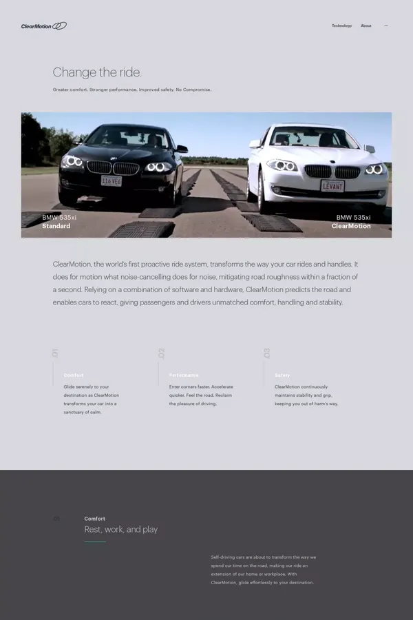 ClearMotion - Home - Landing design inspiration