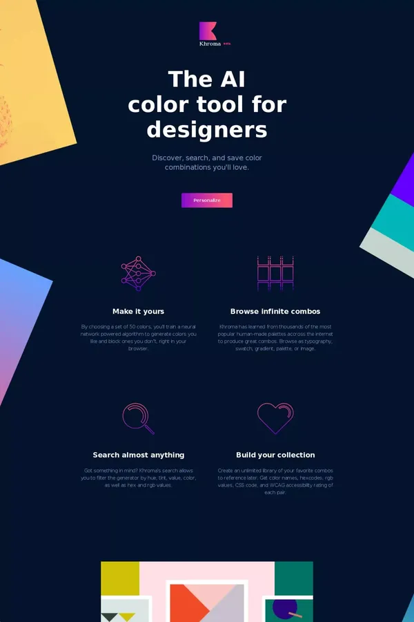 Khroma - The AI color tool for designers - website design inspiration