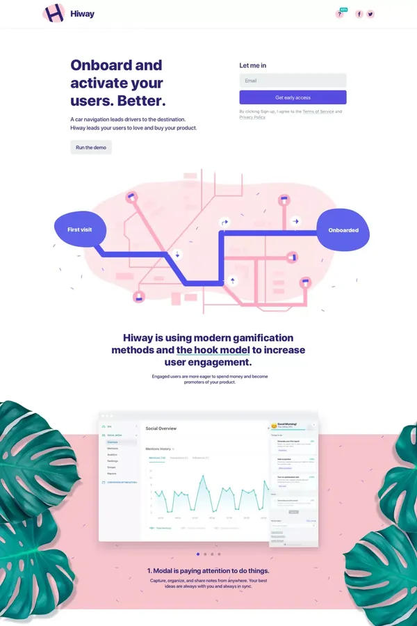 Hiway - Onboard and activate your users. Better. - Landing design inspiration