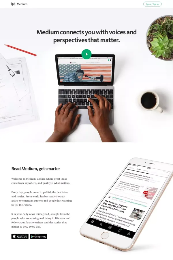 What is Medium - Medium - Landing design inspiration
