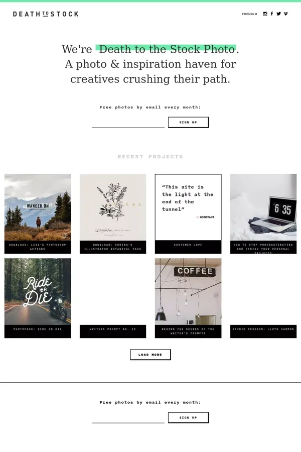 Home - Death to the Stock Photo - Landing design inspiration