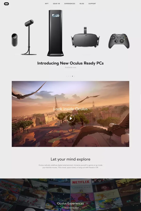 Oculus - Landing design inspiration