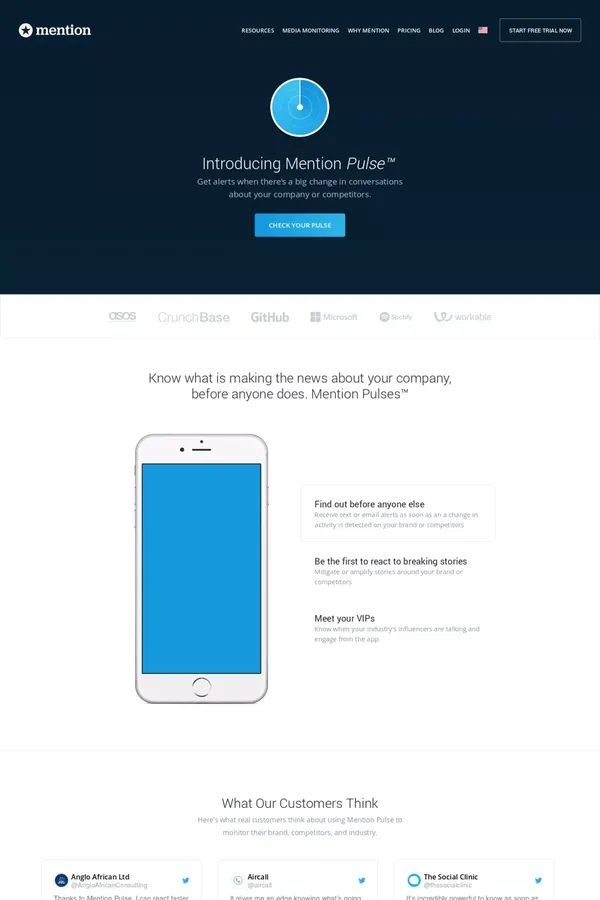 Mention Pulse | Mention: Media Monitoring made Simple - Landing design inspiration
