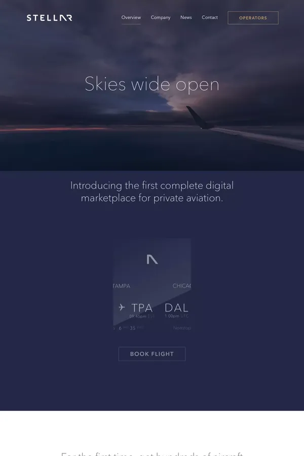Stellar - Skies wide open - Landing design inspiration