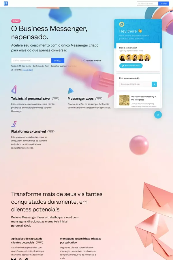 O Business Messenger Reinventado | Intercom - Landing design inspiration