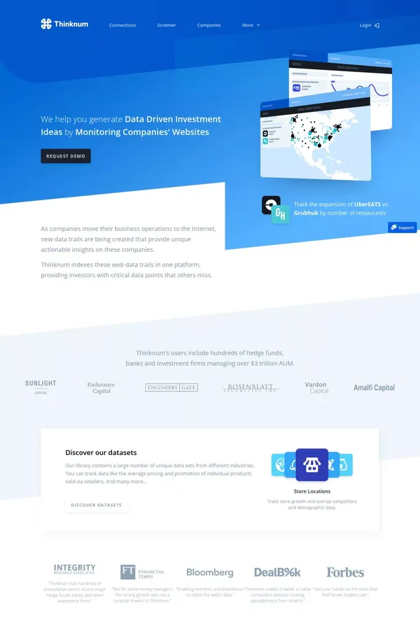 Thinknum – Investing with Alternative Web Data - Landing design inspiration