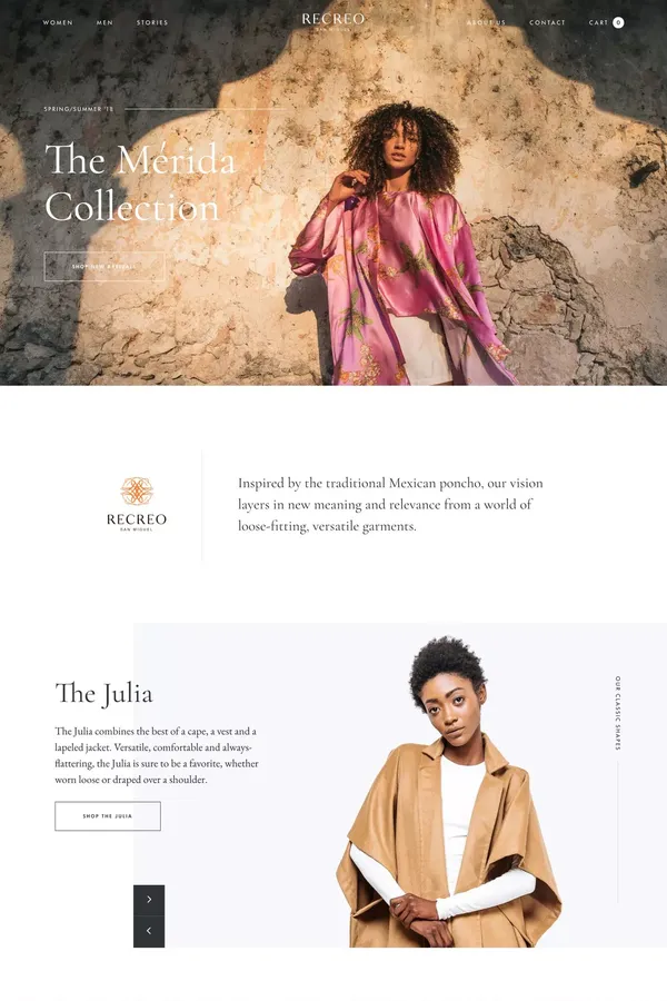 Luxury apparel inspired by traditional Latin American garments. – Recreo San Miguel - Ecommerce design inspiration