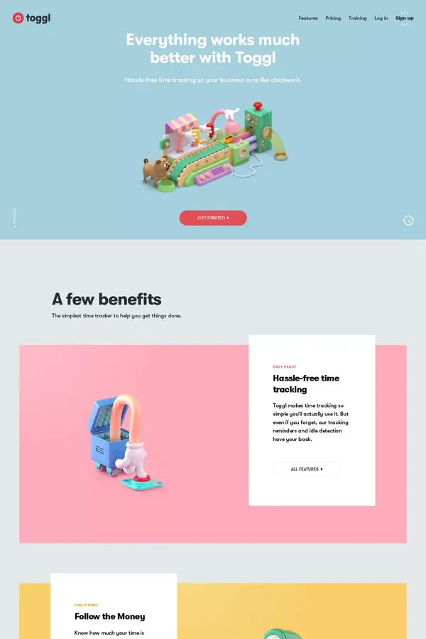 Toggl - Free Time Tracking Software - Landing design inspiration