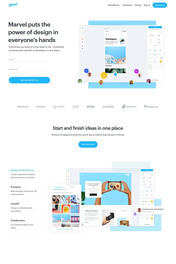 Marvel – Making design simple for everyone - Landing design inspiration