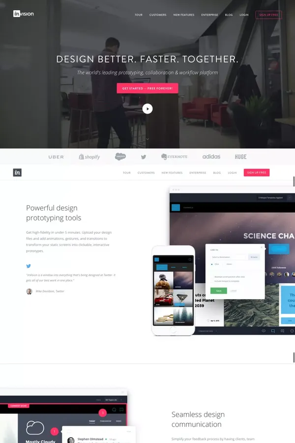 InVision | Free Web & Mobile Prototyping - Landing design inspiration
