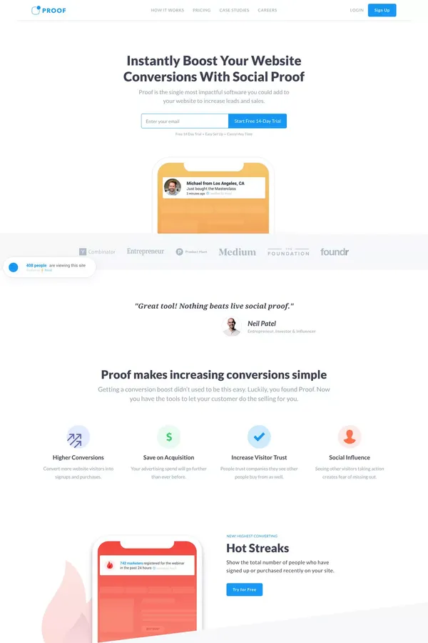 Proof | Increase Your Website Conversions Using Real Social Proof - Landing design inspiration