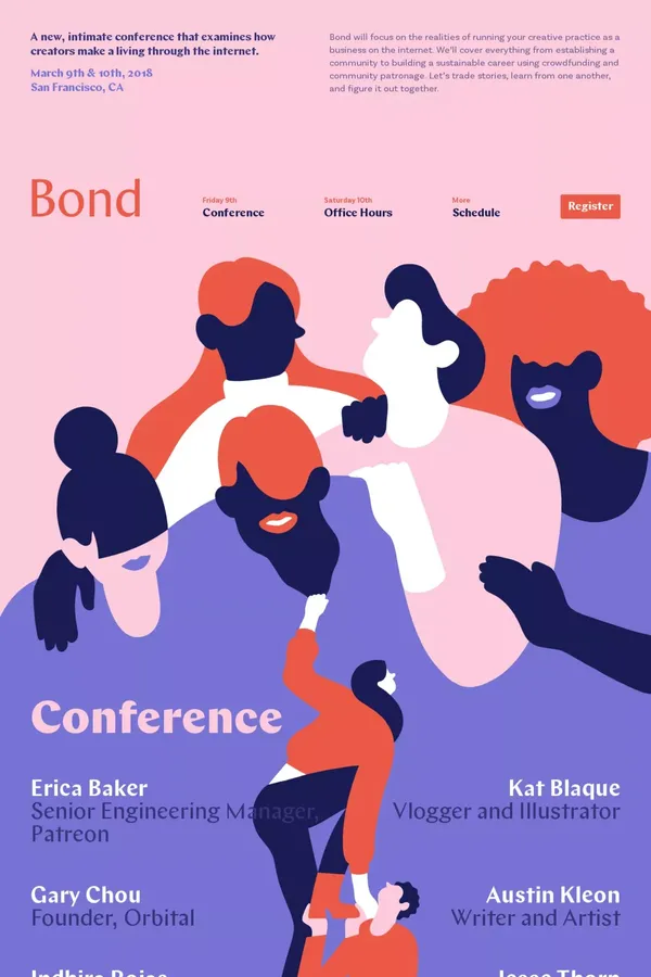Bond · March 9th & 10th, 2018 · San Francisco, CA - Landing design inspiration