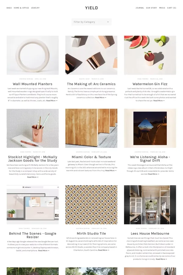 Journal — Yield - Blog design inspiration