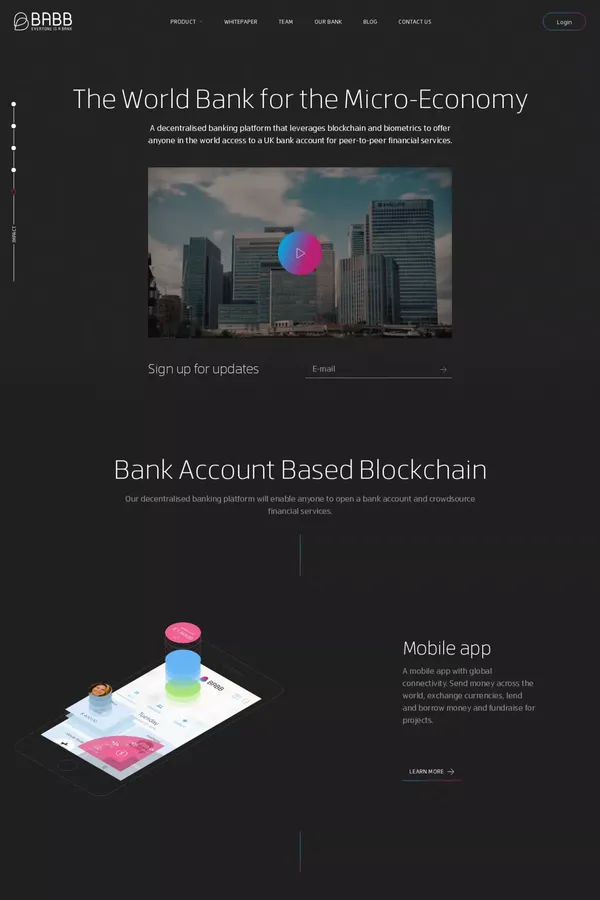 BABB - Everyone is a bank - Landing design inspiration