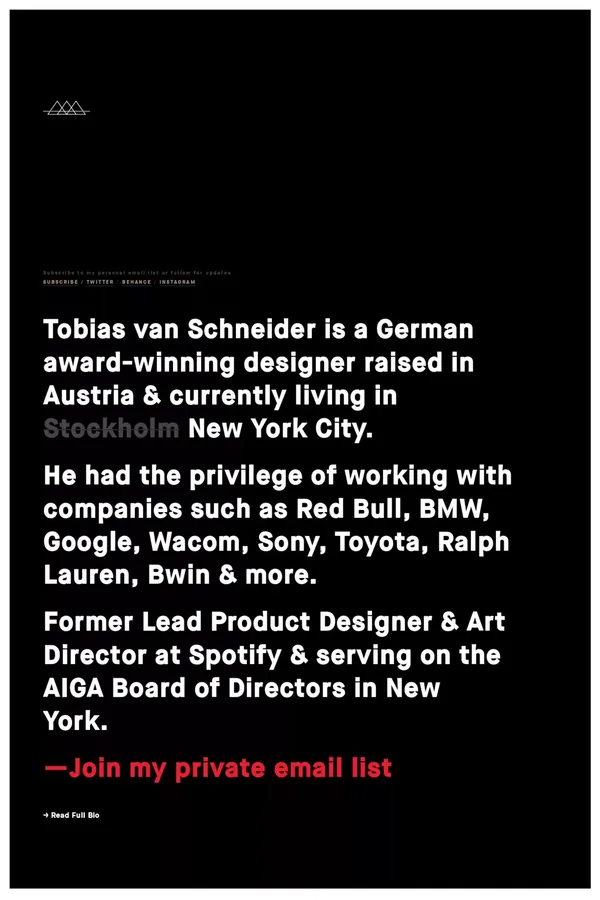 Tobias van Schneider - Portfolio design inspiration