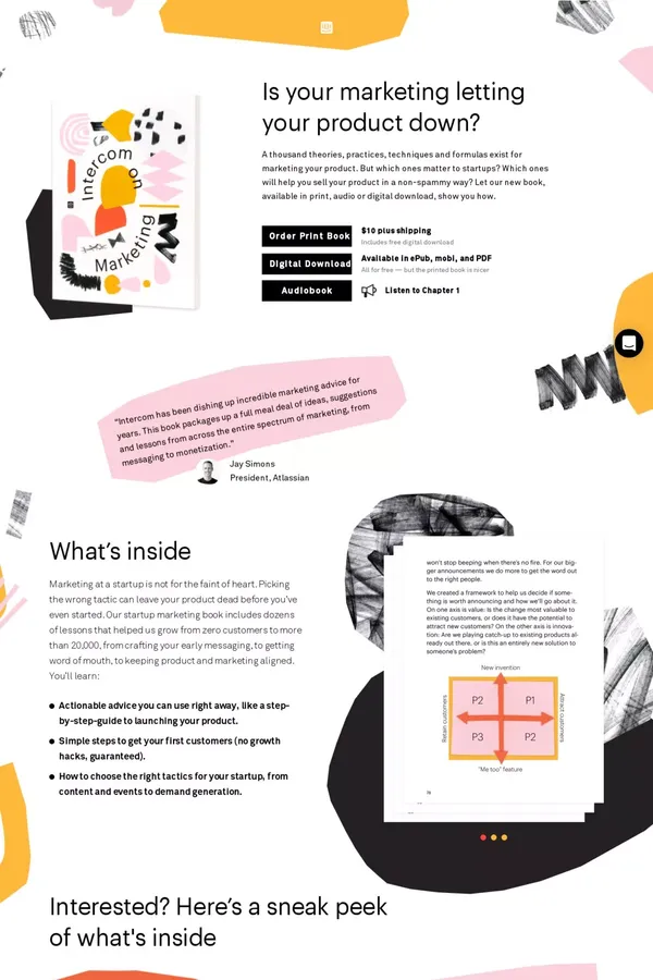 Intercom on Marketing | A Marketing Book For Startups - Landing design inspiration