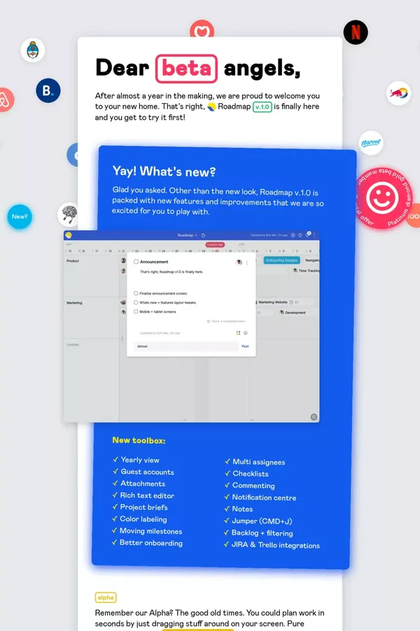Roadmap - Take your team where it needs to go - Landing design inspiration