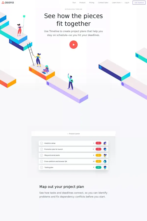 Asana Timeline: create and view project timelines · Asana - Landing design inspiration