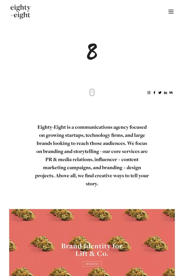 Eighty-Eight – A creative communications agency - Portfolio design inspiration