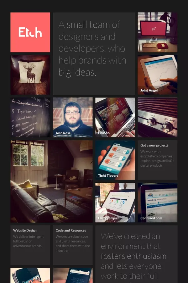 Etch | We make apps - Portfolio design inspiration