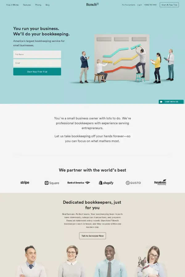 Online Bookkeeping Services for Your Small Business | Bench - Landing design inspiration