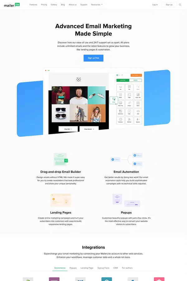 Email Marketing Software, Automation and Service - MailerLite - Landing design inspiration