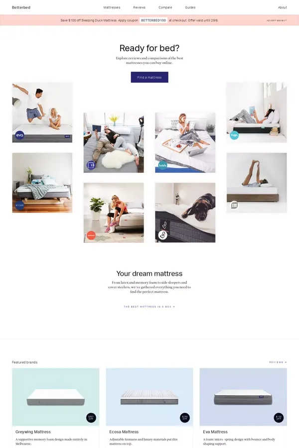 Betterbed — Find your dream mattress - Ecommerce design inspiration