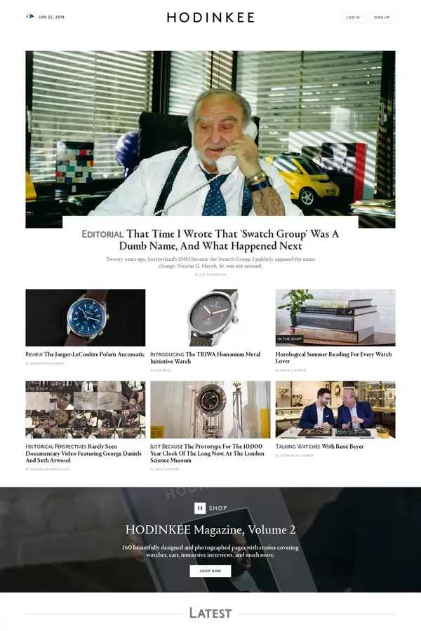 HODINKEE - Wristwatch News, Reviews, & Original Stories - Blog design inspiration