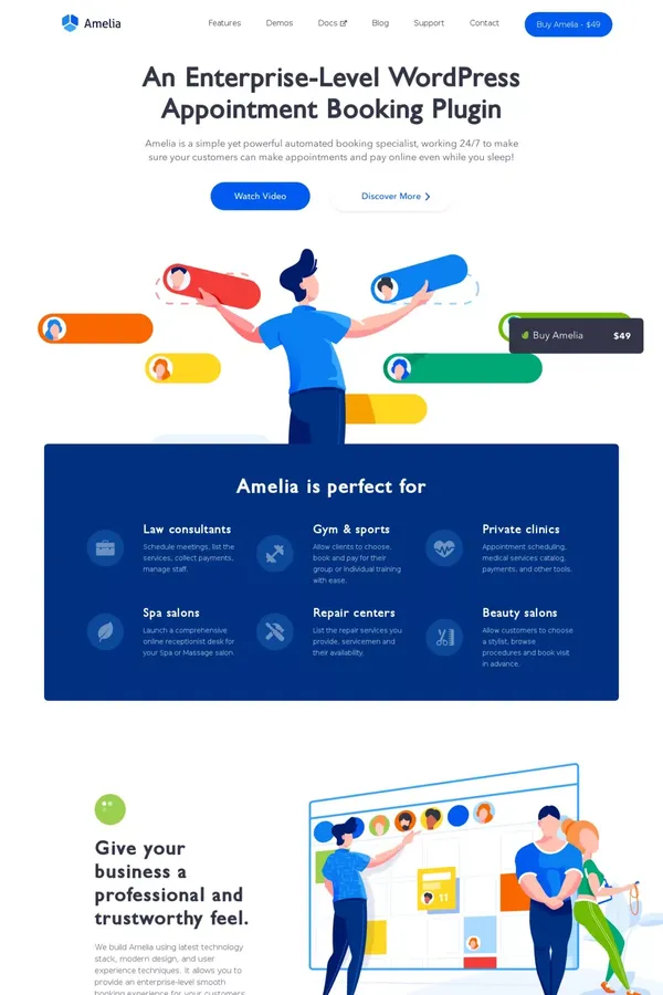 Amelia - WordPress Appointment Booking Plugin - Accept Bookings Online - Landing design inspiration