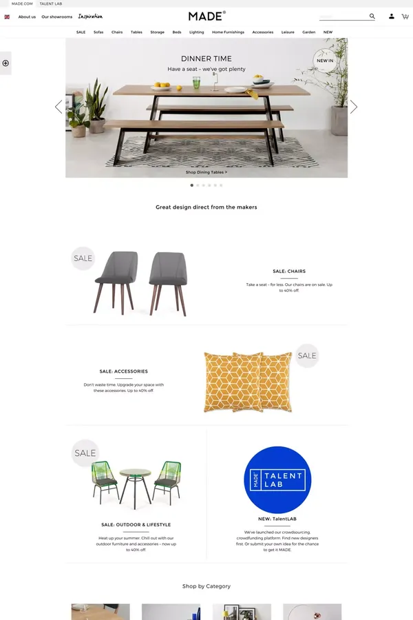 Summer Sale Up To 40% Off Designer Furniture | MADE.com - Ecommerce design inspiration