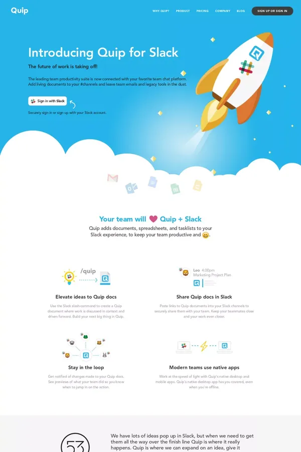 Quip + Slack - Landing design inspiration