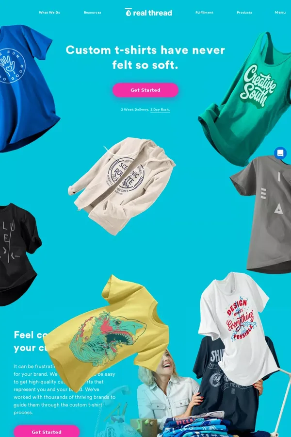 Super Soft Custom T-Shirts | Real Thread - Ecommerce design inspiration
