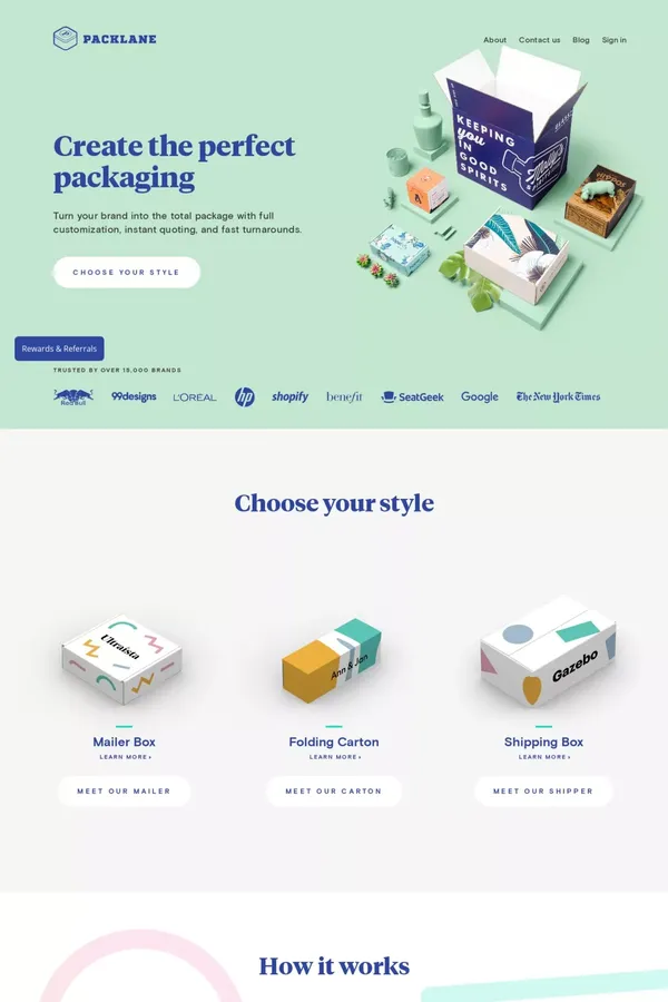 Packlane: Design Your Own Custom Boxes and Packaging | Packlane - Landing design inspiration