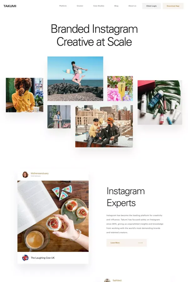 TAKUMI | Branded Instagram creative - Landing design inspiration