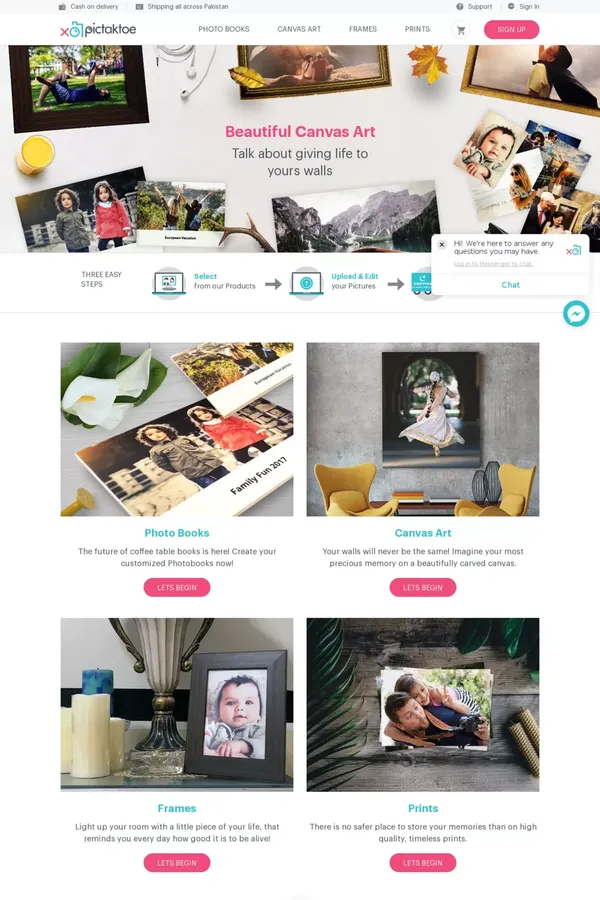Custom Photo Albums, Canvases, Frames & Prints - PicTakToe - website design inspiration