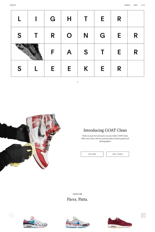GOAT - Ecommerce design inspiration