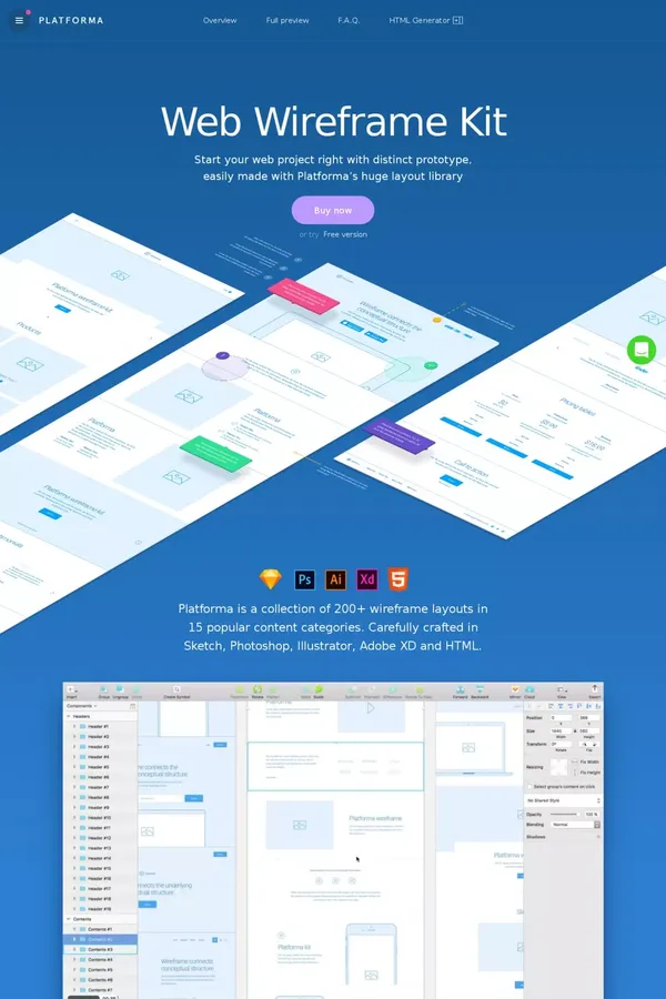 Platforma Web Wireframe Kit - Landing design inspiration