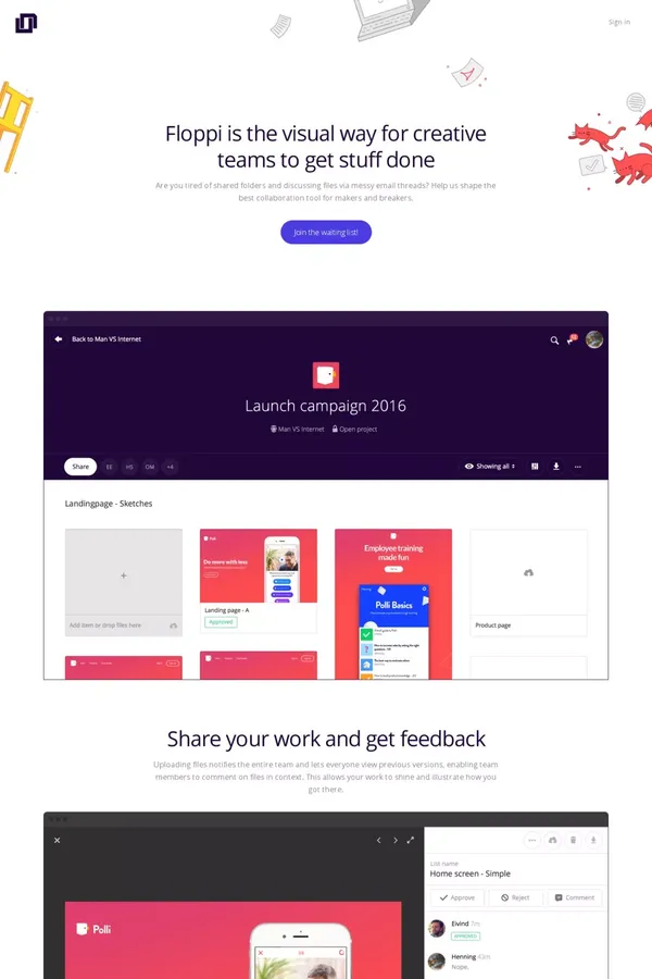 Floppi - Collaborate on any file with anyone - Landing design inspiration