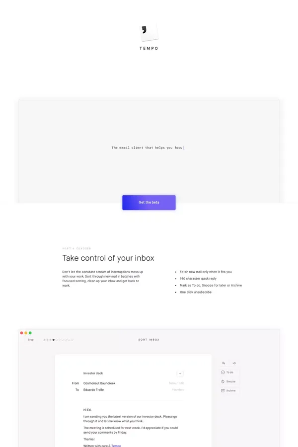 Tempo - Landing design inspiration